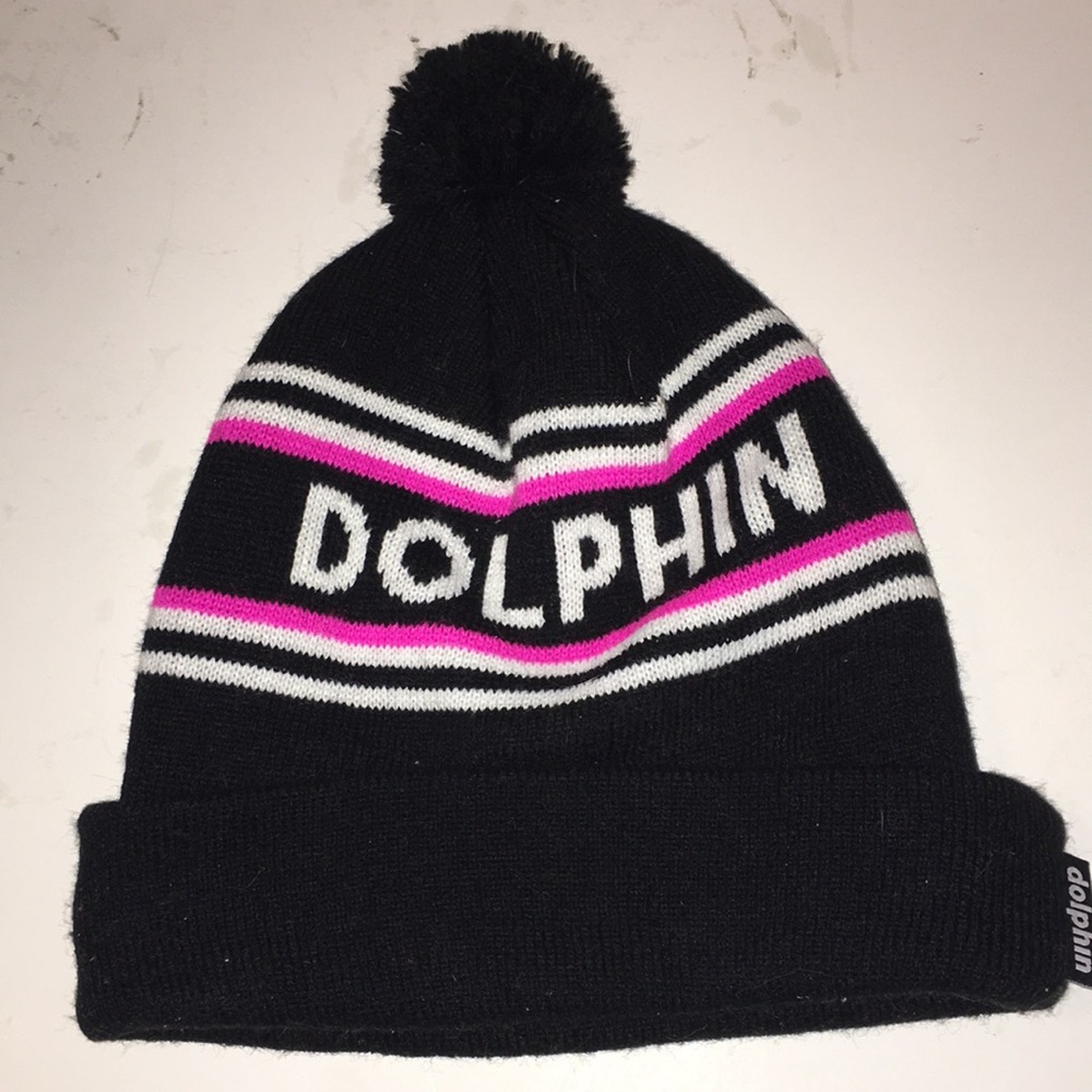 PINK DOLPHIN WINTER HAT WITH POM POM.